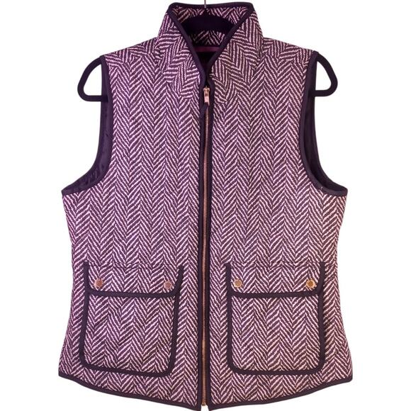 Savile Row Jackets & Blazers - Savile Row Co. Women's Large Quilted Zip-Up Herringbone Vest Black White Preppy